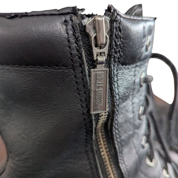 Harley-Davidson Black Leather Lace Up/Zip Up Motorcycle Boots - Size 13
